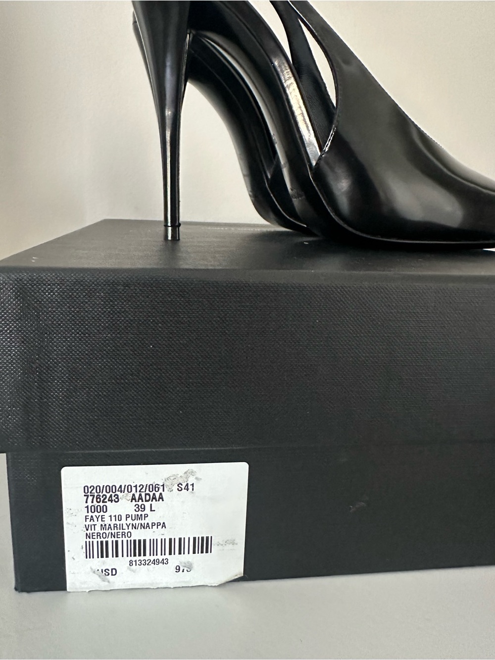 Saint Laurent Black Glazed Leather FAYE 110 PUMPS 39 - Picture 7 of 7